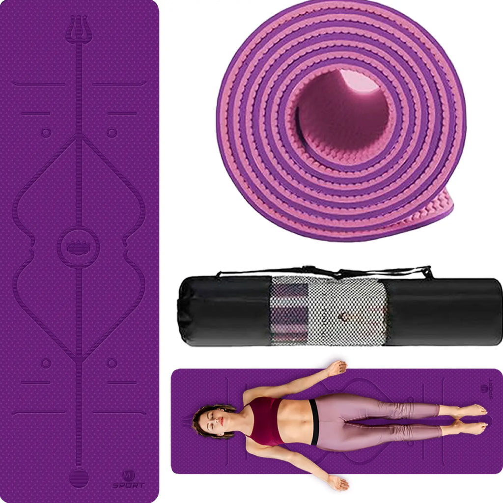 Tapete de yoga MJ Sport morado de TPE 6mm antiderrapante — imagen 7