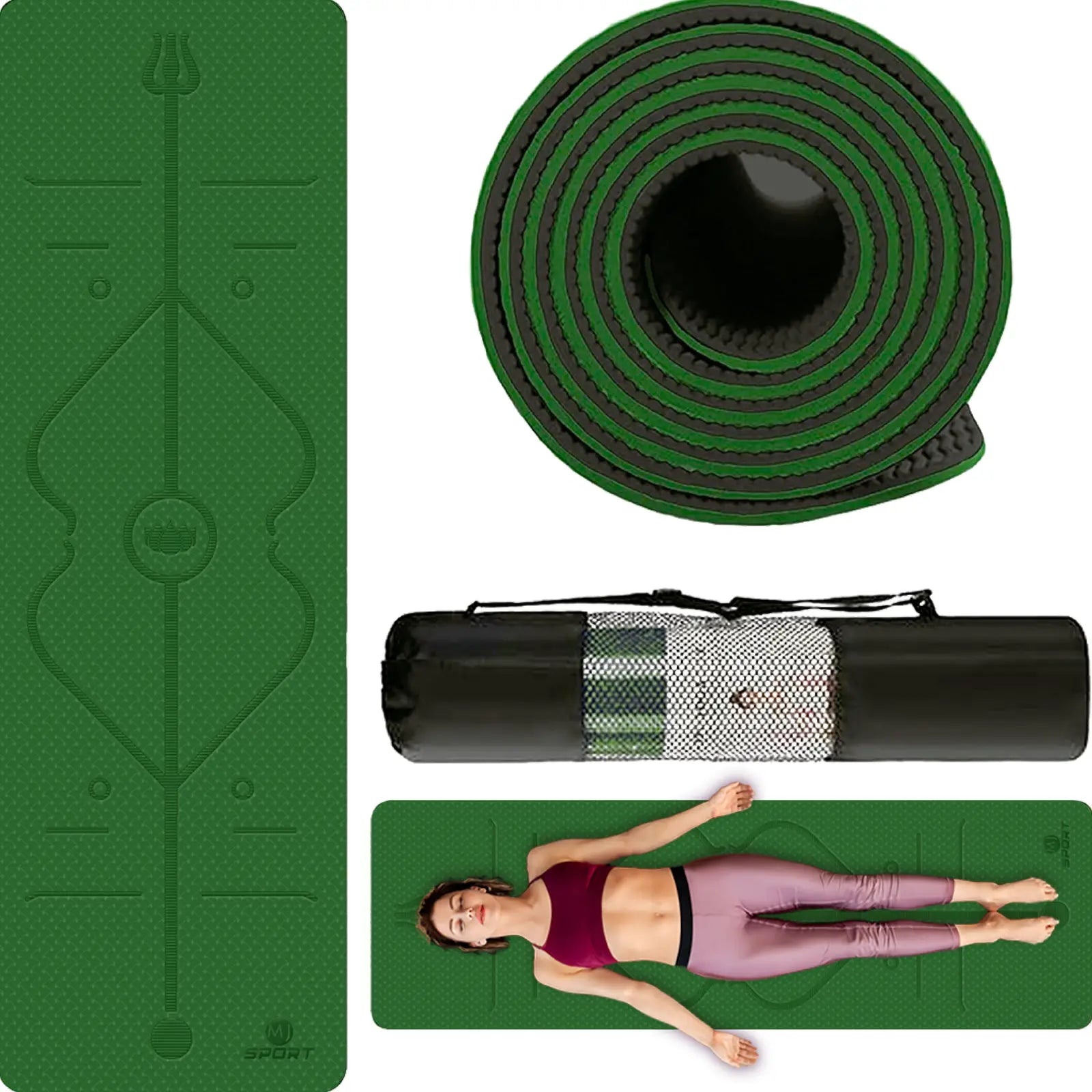 Tapete de yoga MJ Sport verde de TPE 6mm antiderrapante — imagen 8