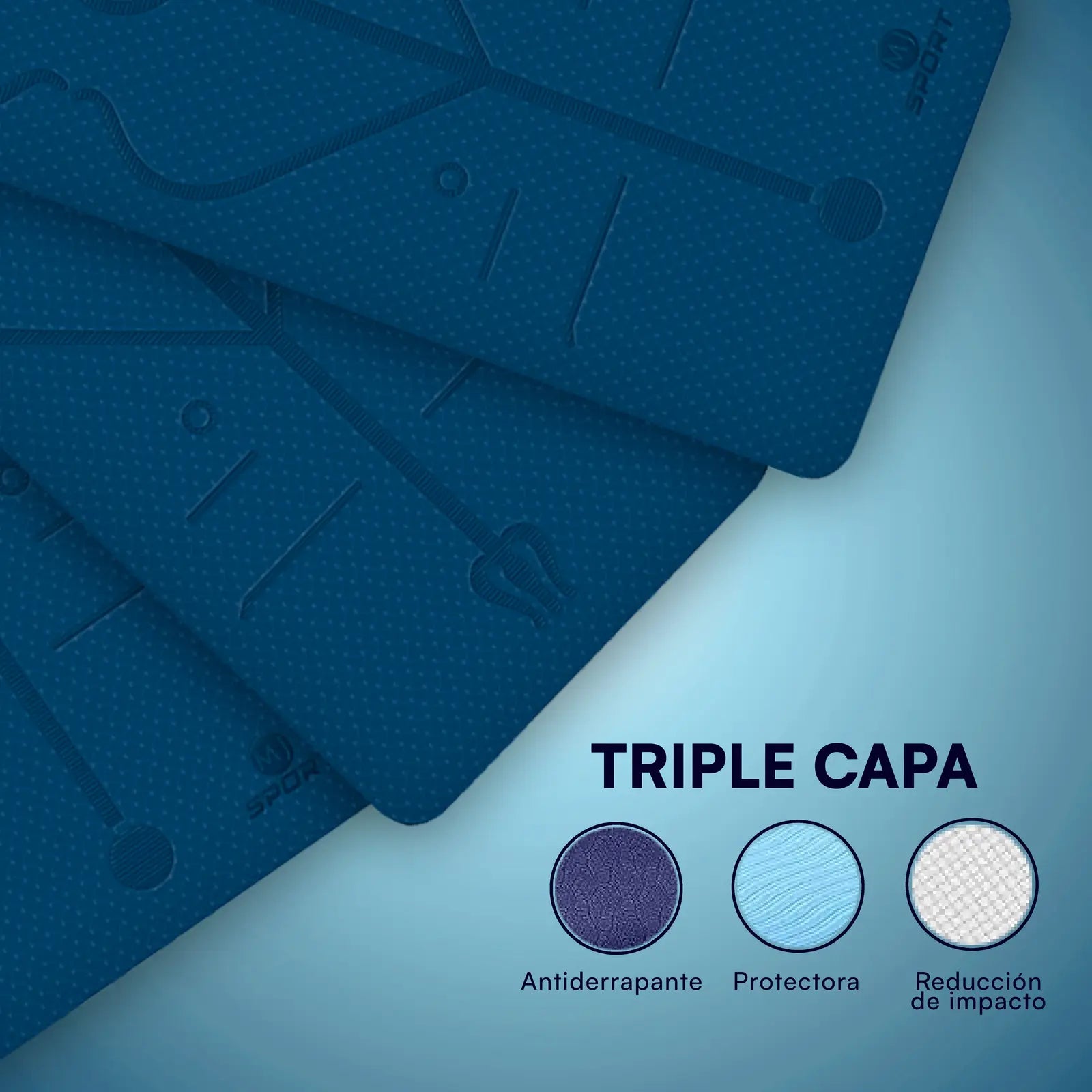 Tapete de yoga MJ Sport azul de TPE 6mm antiderrapante — imagen 2