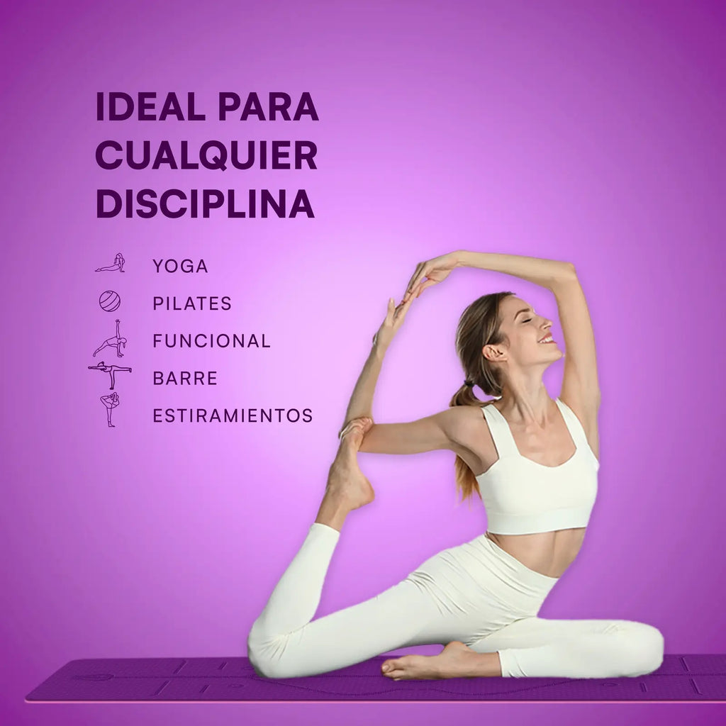 Tapete de yoga MJ Sport morado de TPE 6mm antiderrapante — imagen 4
