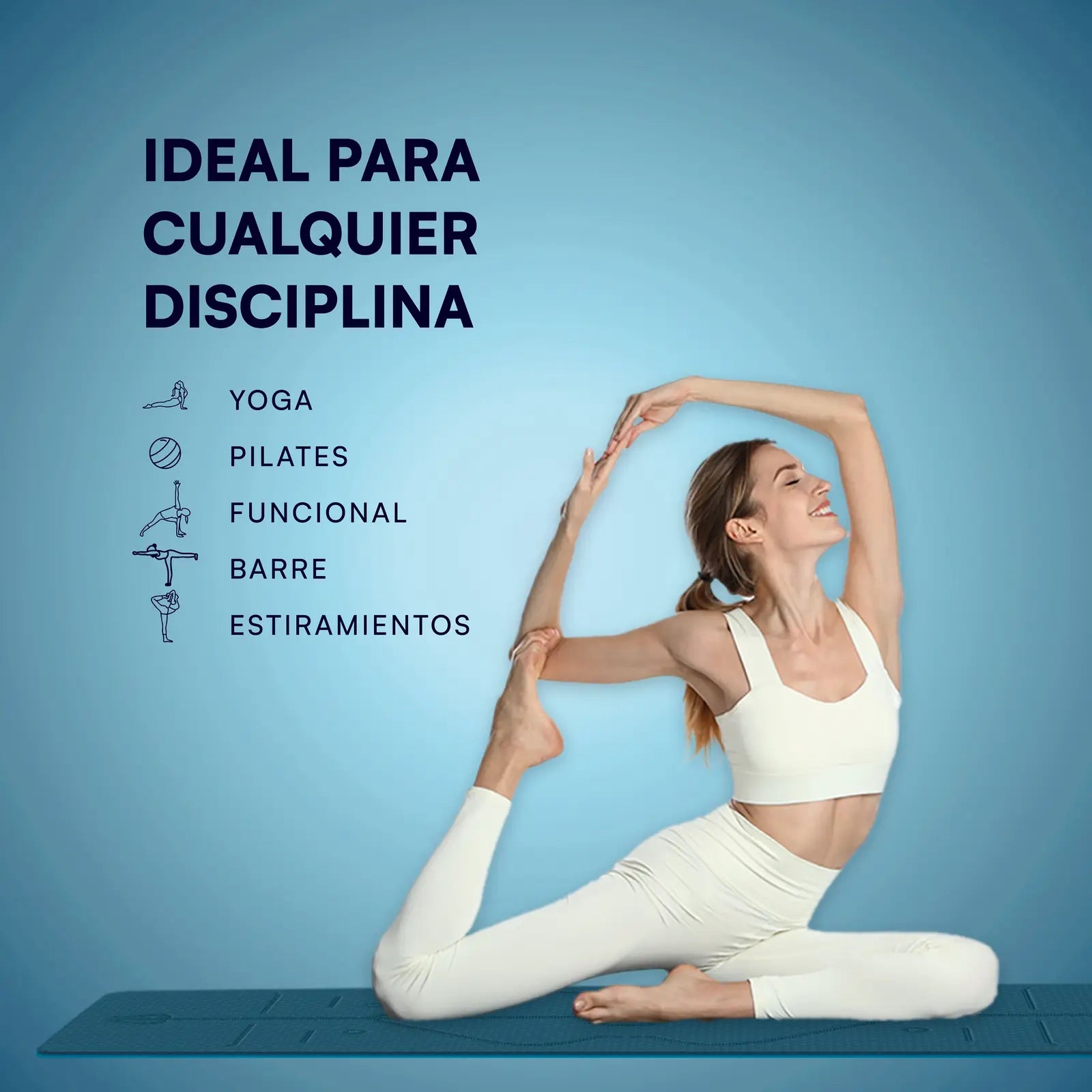 Tapete de yoga MJ Sport azul de TPE 6mm antiderrapante — imagen 4