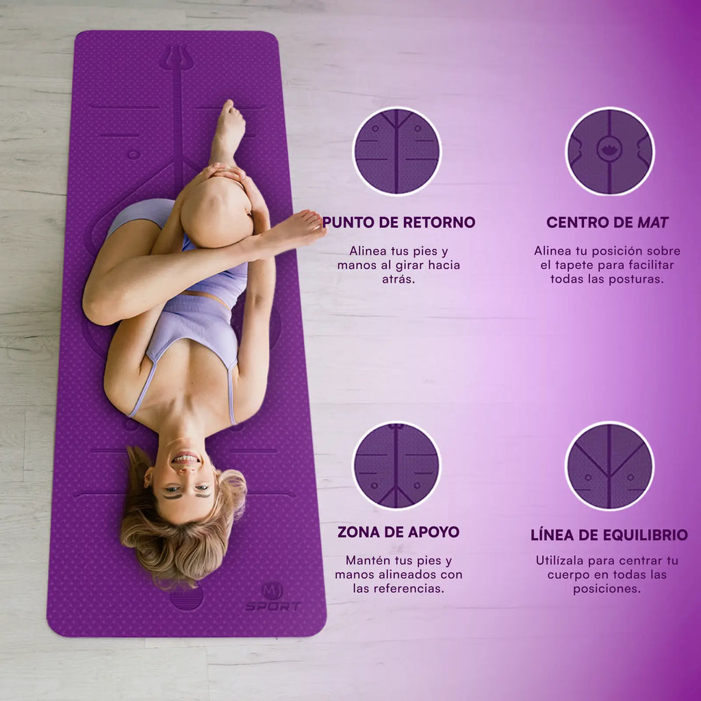 Tapete de yoga MJ Sport morado de TPE 6mm antiderrapante — imagen 5