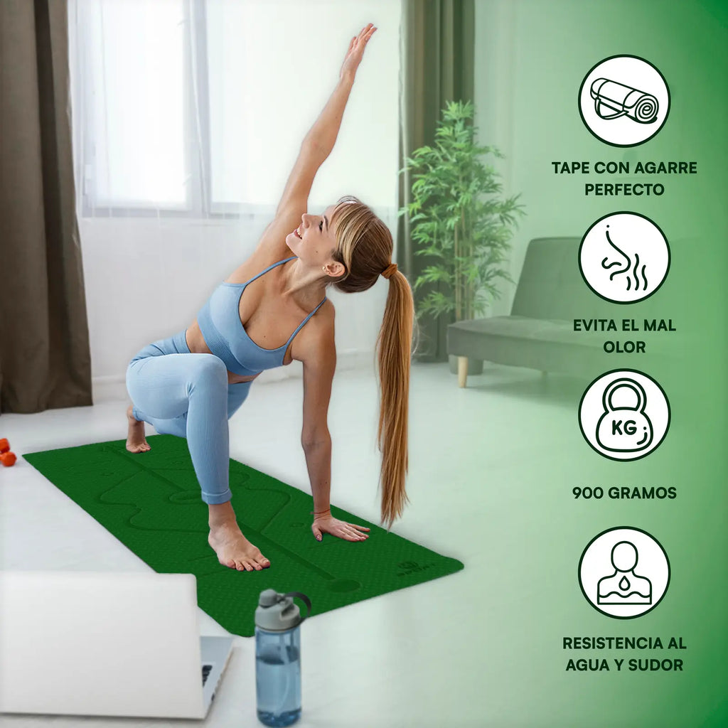 Tapete de yoga MJ Sport verde de TPE 6mm antiderrapante — imagen 7